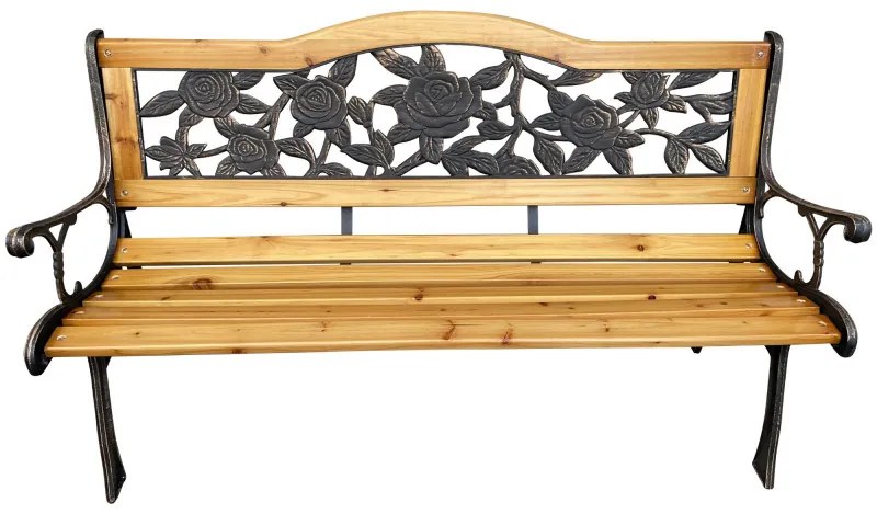 Záhradná lavička Rony (čierna + prírodné drevo). Akcia -23%. Vlastná spoľahlivá doprava až k Vám domov. 1088101