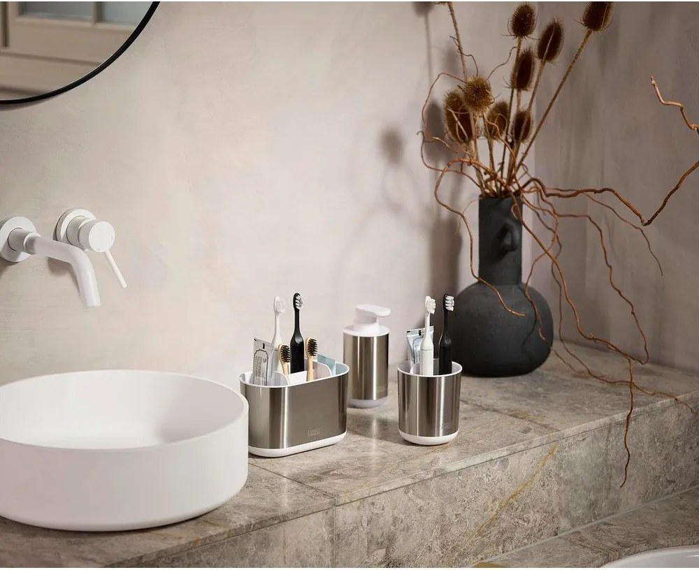 Dávkovač mydla z nehrdzavejúcej ocele v striebornej farbe 300 ml Duo Steel – Joseph Joseph