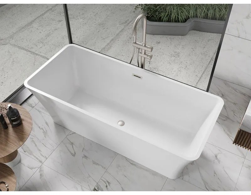 Mexen Tonia, voľne stojaca vaňa 170 x 75 cm, biela, brúsená oceľ prepad, 52171707500-97