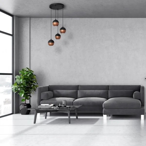 LED Luster na lanku MIDWAY 4xGU10/4,8W/230V čierna/medená