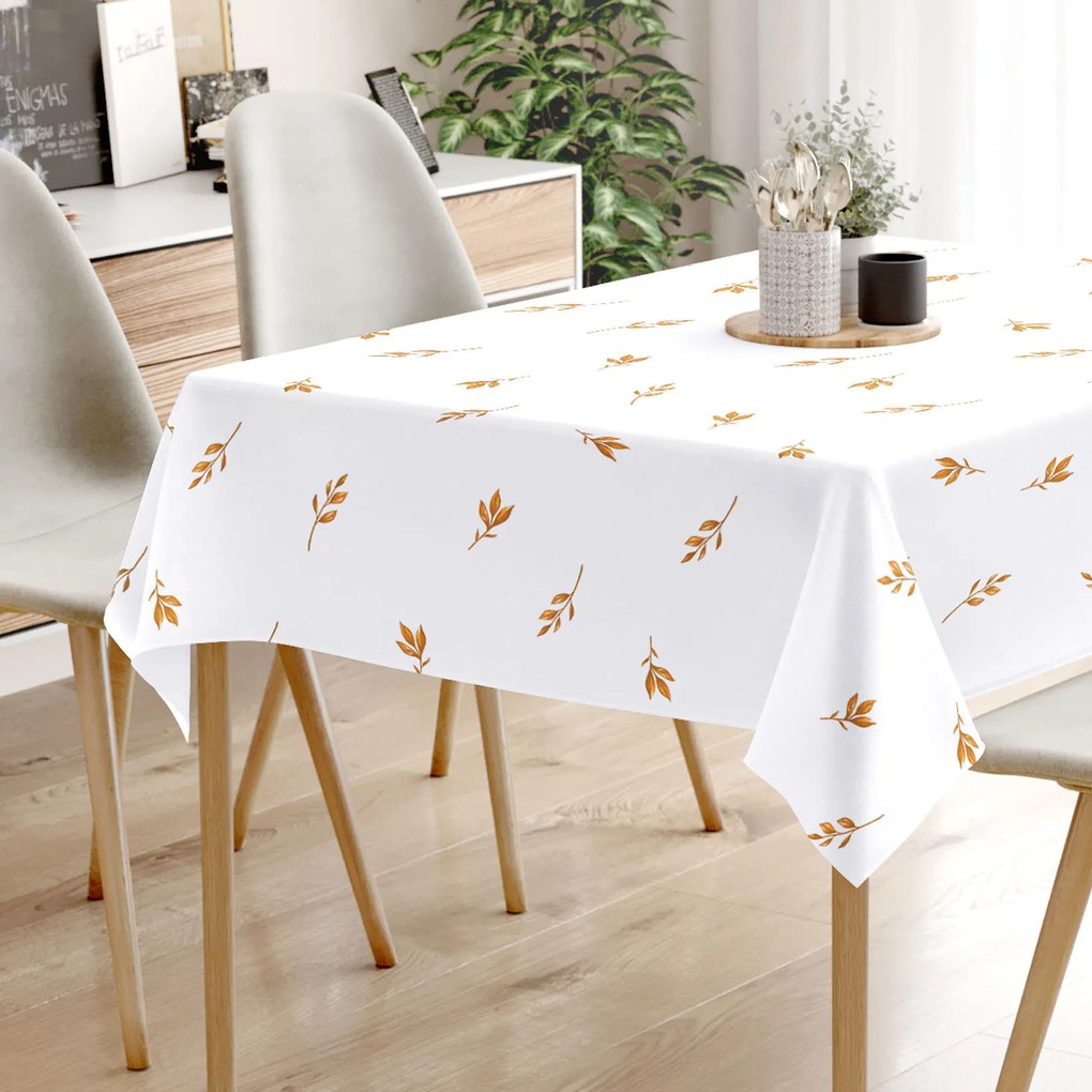 Goldea hranatý obrus 100% bavlnené plátno - hnedé jesenné lístky 120 x 180 cm