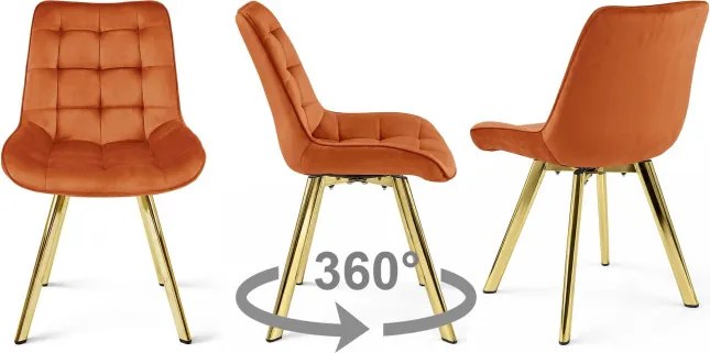 Jedálenská stolička SORIA 360 zamatová, medená / zlaté nohy
