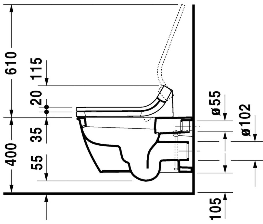 Duravit Darling New - Závesné WC 37x62 cm, biela 2544590000
