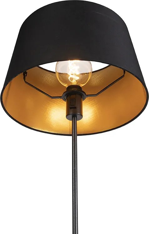Stojaca lampa čierna s čiernym tienidlom 35 cm nastaviteľná - Parte