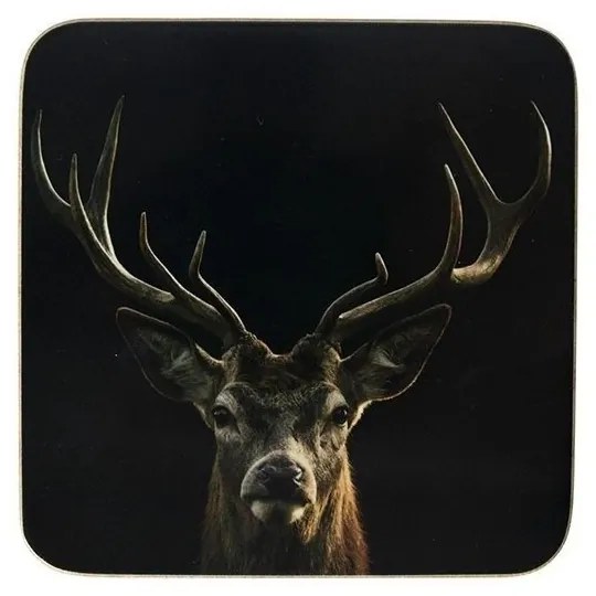 6ks pevné korkové podtácky s jeleňom Black Deer - 10 * 10 * 0,4 cm