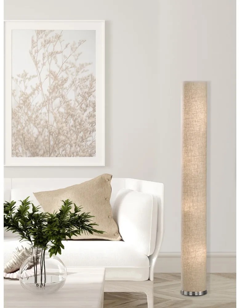 Béžová stojacia lampa s textilným tienidlom (výška 156 cm) Thor – Fischer &amp; Honsel