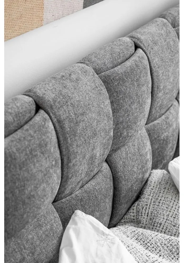 Sivá čalúnená dvojlôžková posteľ s roštom 180x200 cm Eve – Miuform