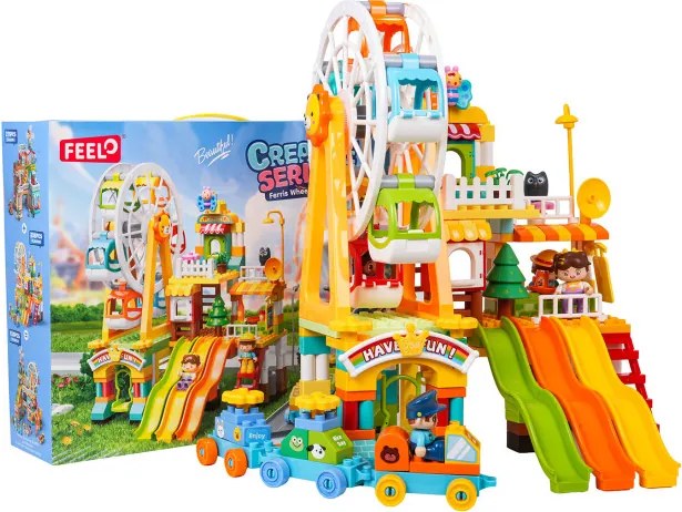 Stavebnica Lunapark s kolotočom a vláčikom - 235 dielikov