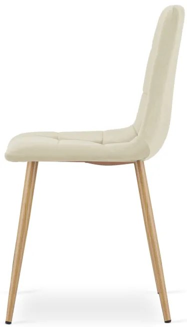 Set dvoch jedálenských stoličiek KARA zamat svetlobéžový (naturálne nohy) 2 ks