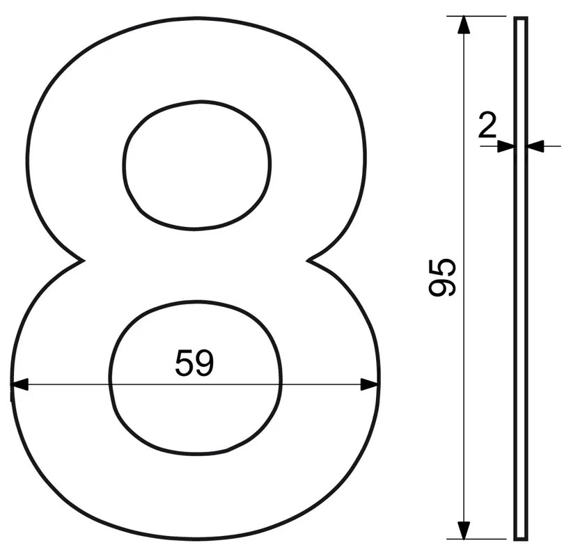 Domové číslo "8", RN.95L, nerez