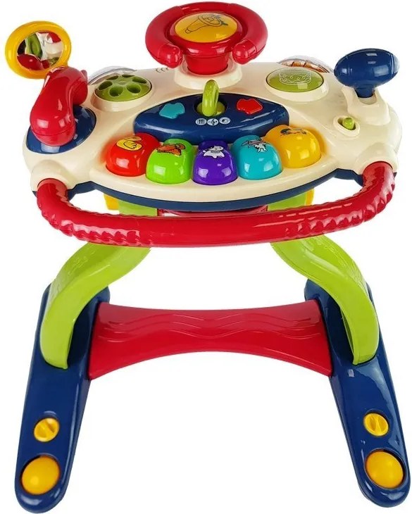 LEAN Toys Interaktívne detské chodítko Volant 3 v 1 Zvukové melódie Telefónne zvieratká pre bábätká