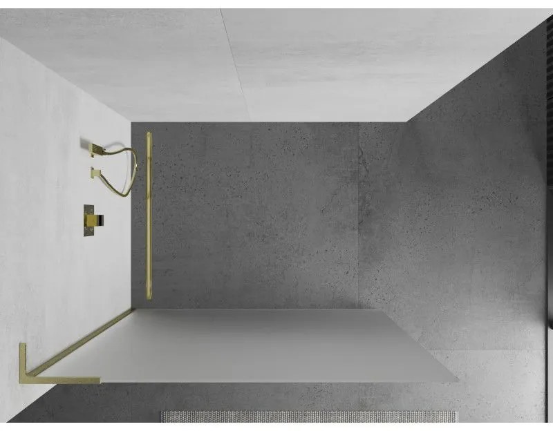 Mexen Kioto L, sprchová zástena Walk-In 70 x 200 cm, 8mm sklo námraza, zlatý matný profil, 800-070-103-55-30