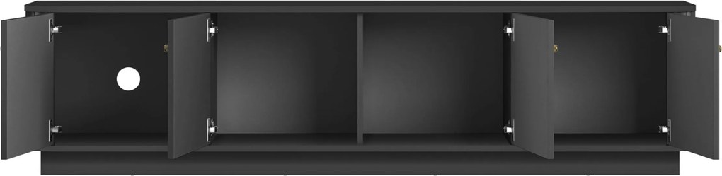 TV skrinka Vesper 4D 187 cm na sokli - čierna / zlaté úchytky