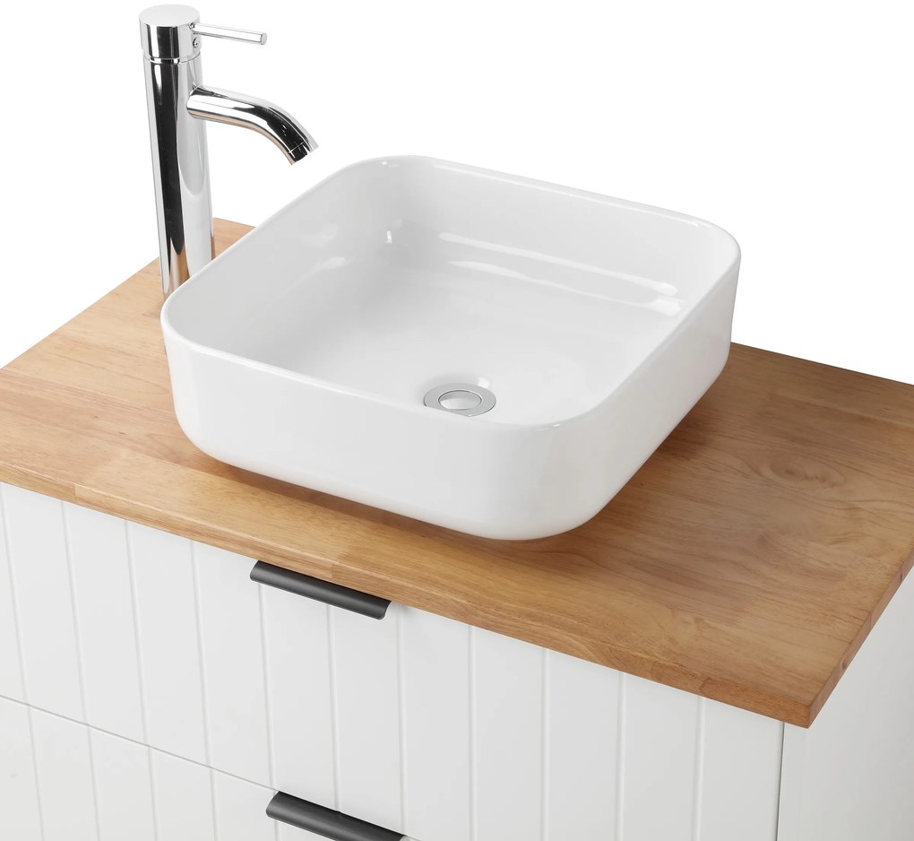 Závesná skrinka pod umývadlo Houseland Velora s doskou 80 cm biela/dub