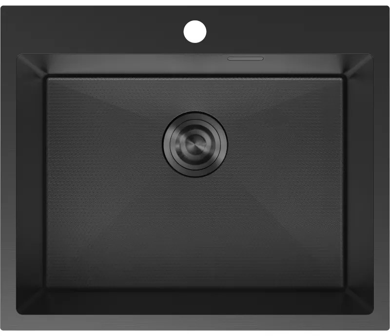 Mexen Solix, 1-komorový nerezový drez 600 x 500 mm, čierna, vzor voština, 6408601000-70HC