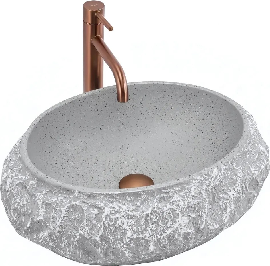 Rea Mika Gabro, umývadlo na dosku 480x380x155 mm, imitácia kameňa-šedá, REA-U0633