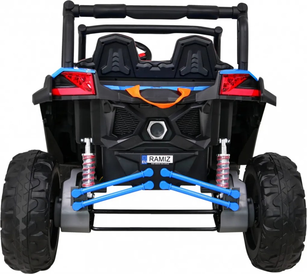 Ramiz Detská batériová bugina UTV-MX Modrá + pohon 4x4 + diaľkové ovládanie + LED audio + úložný priestor + EVA + pomalý štart