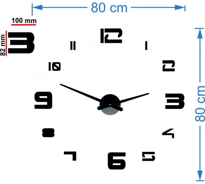 SENTOP  Nástenné hodiny nalepovacie DIY 3D S021  EXPRESS čierne