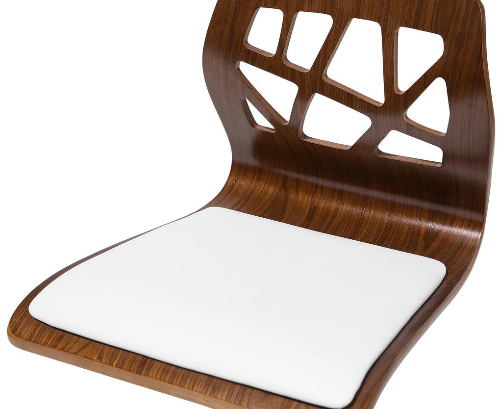 Barová stolička z tmavého dreva a umelej kože biela PETERSBURG Beliani
