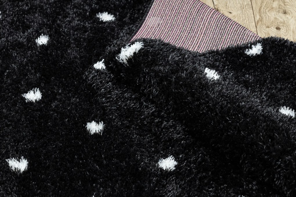 Koberec FLUFFY 2370 shaggy bodky antracit / biely