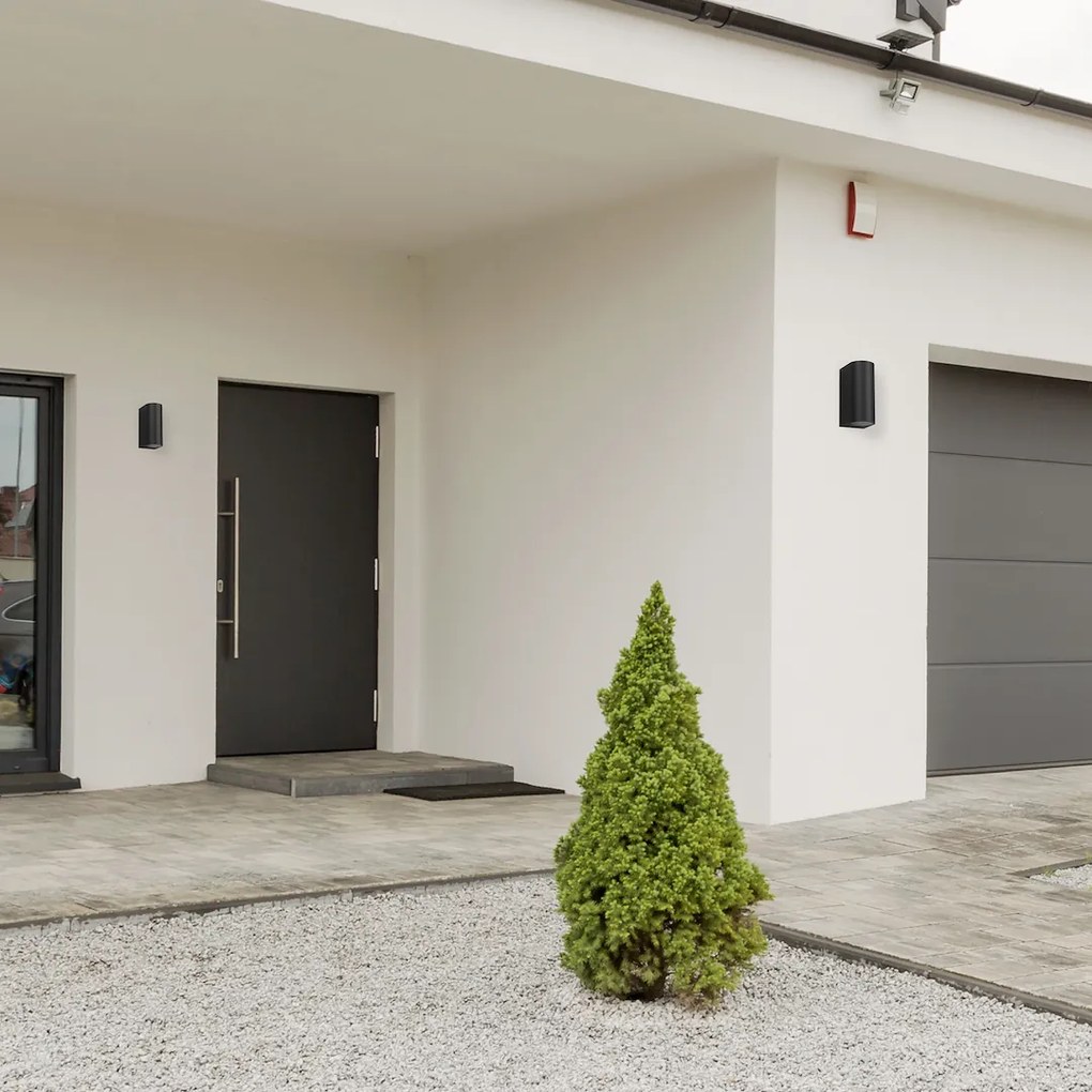 Exteriérové nástenné svietidlo Ovalis, 1x čierne hliníkové tienidlo, (15 cm)