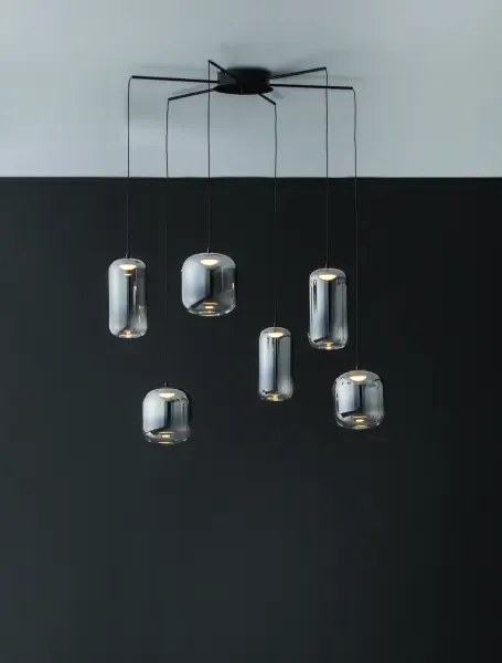 LED čierno-šedý dizajnový luster Aelia 6