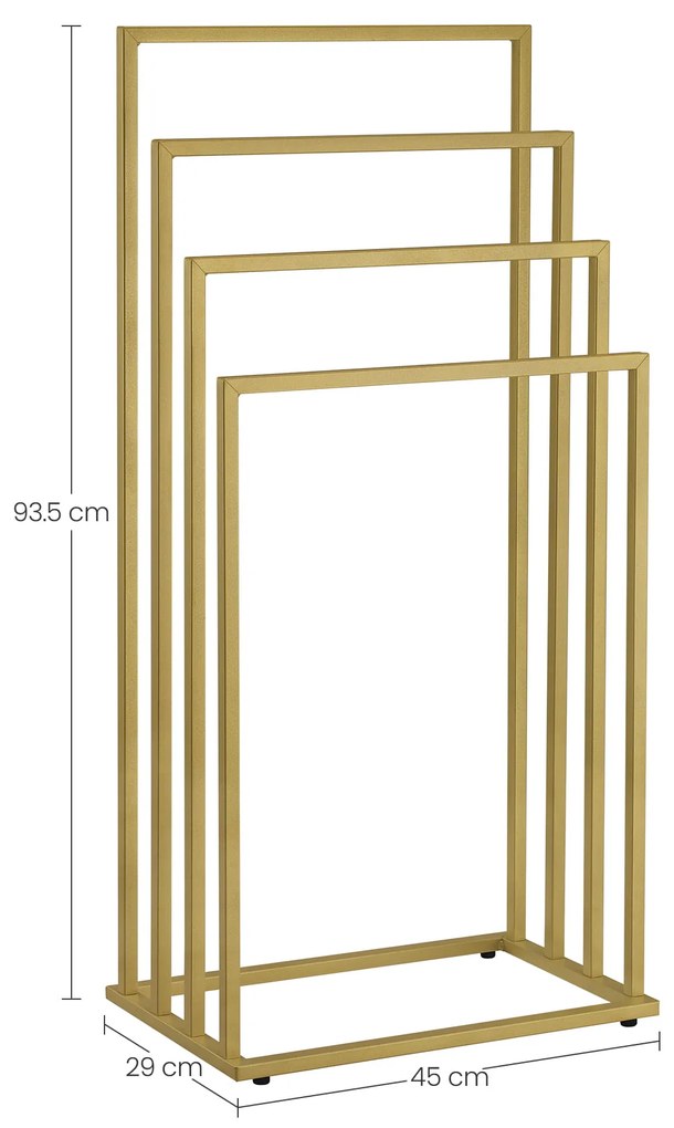 Stojan na uteráky LINESTRO kovový so 4 ramenami 93x45cm, zlatý