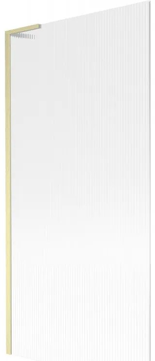 Mexen Next L, 1-krídlová vaňová zástena 90 x 150 cm, 6mm sklo s rebrovým vzorom, zlatý matný profil, 895-090-000-03-09-55