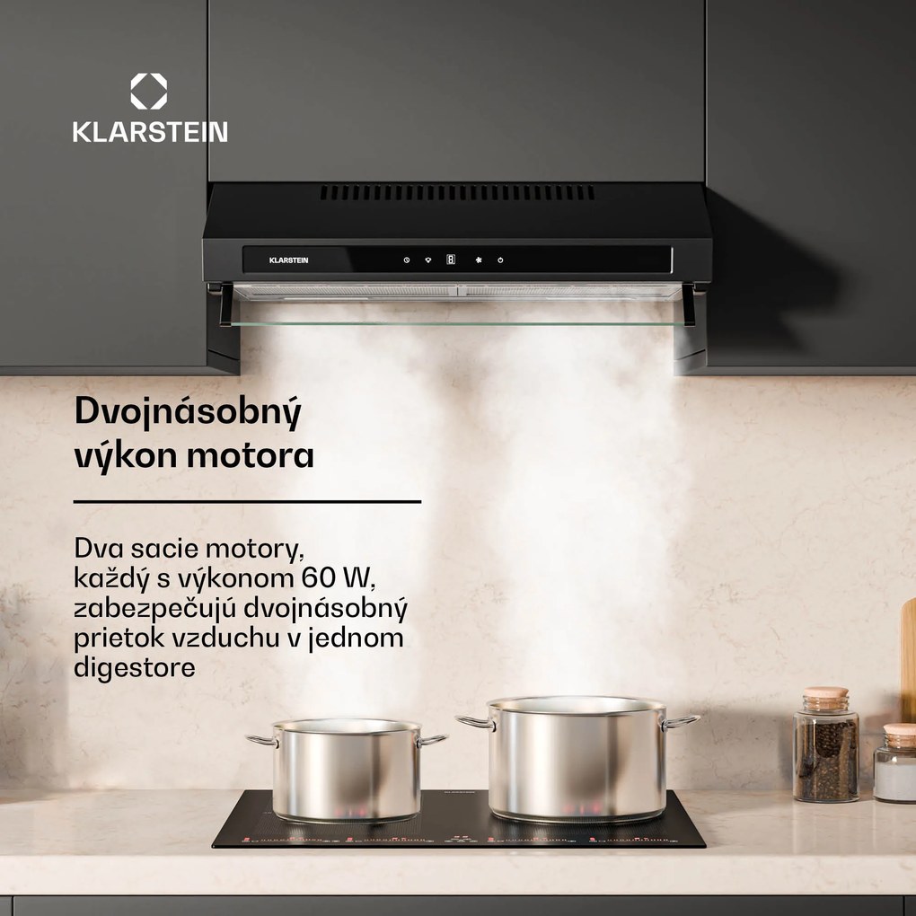 Klarstein Purista Force digestor, Kompaktný, 384,8 m³/h, EEK C, Technológia dvoch motorov