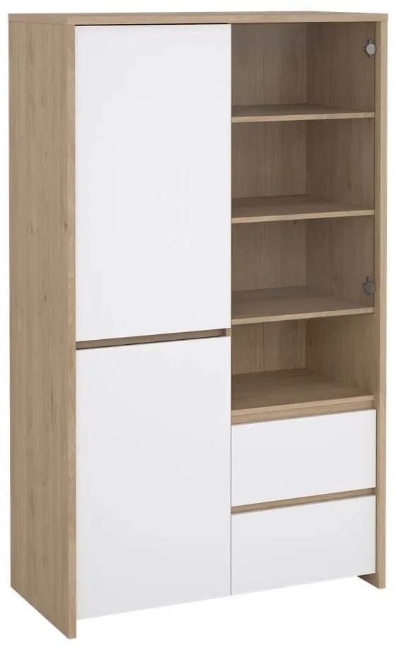 Biela/v prírodnej farbe vitrína v dekore duba 100x170x48 cm Next – Tvilum