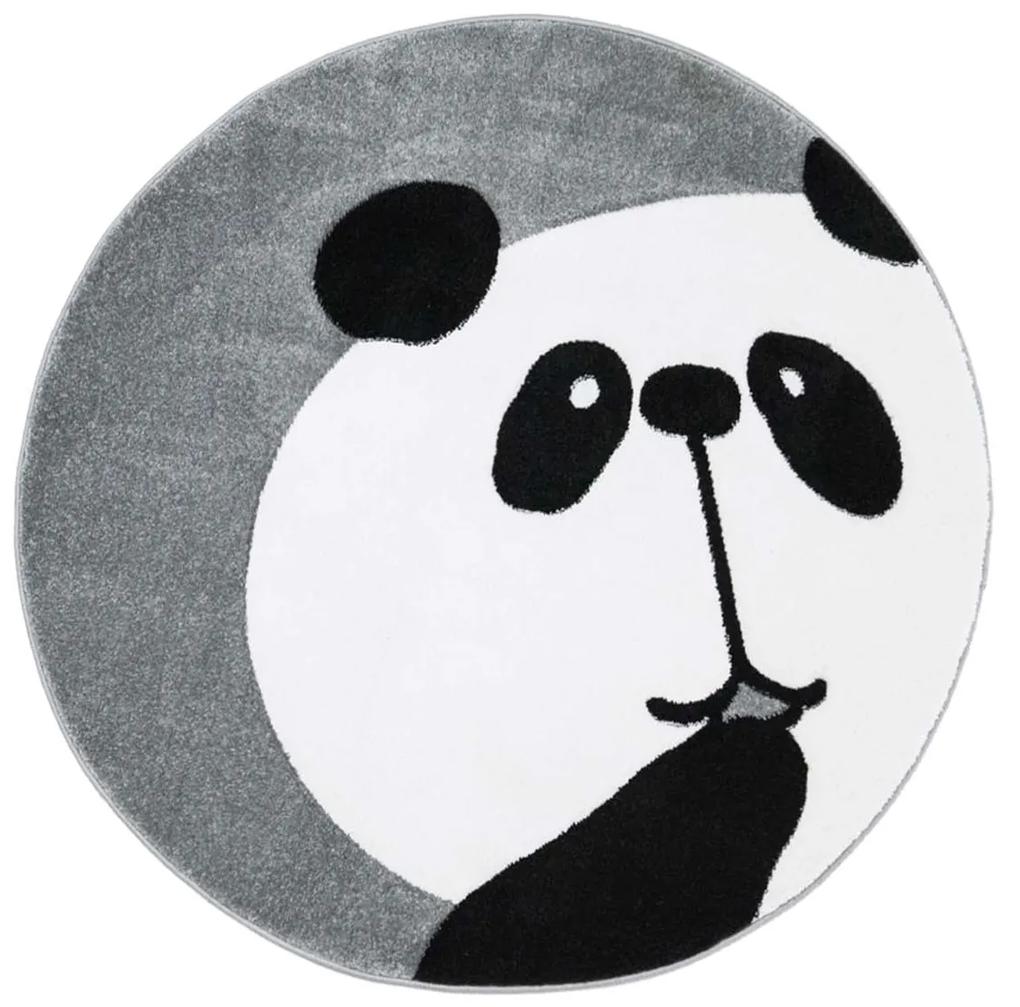 Dekorstudio Okrúhly detský koberec BEAUTY Sivá panda Priemer koberca: 160cm
