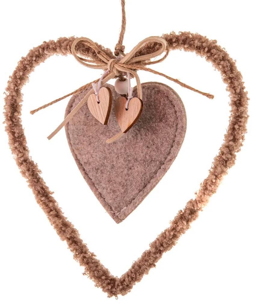 Textilné závesné srdce 16 cm, flís