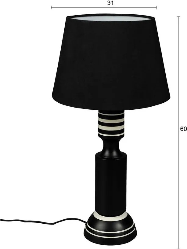 Čierna stolová lampa s textilným tienidlom (výška 60 cm) Virgil – Dutchbone