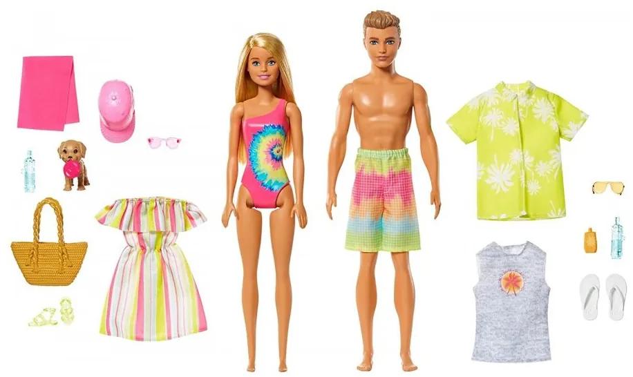 Mattel Barbie GJB71 Elegantný kabriolet + Barbie, bazén so šmykľavkou a Ken