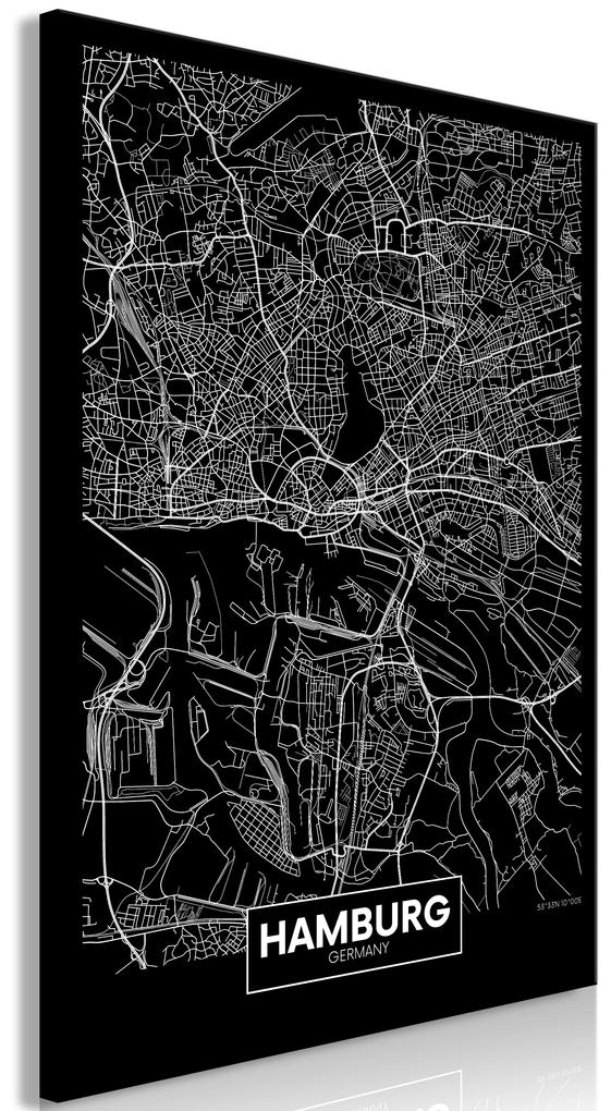 Artgeist Obraz - Dark Map of Hamburg (1 Part) Vertical Veľkosť: 40x60, Verzia: Premium Print