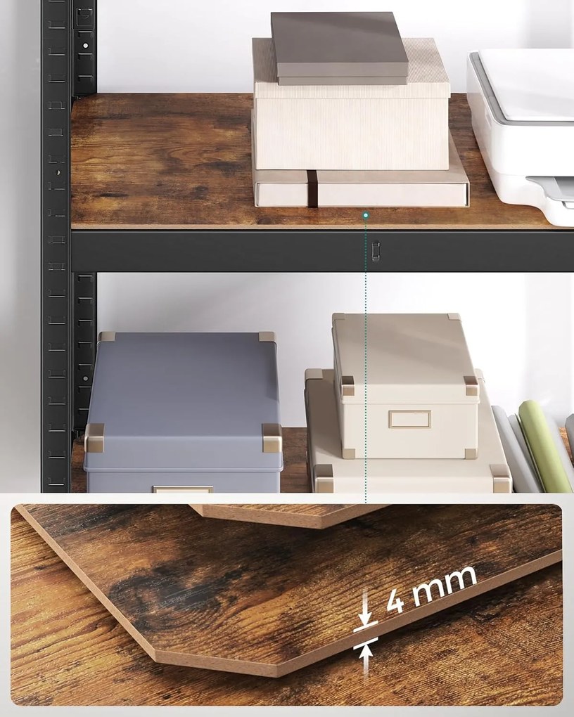 Dílenský regál Busta 80 cm černý/ tmavě hnědý