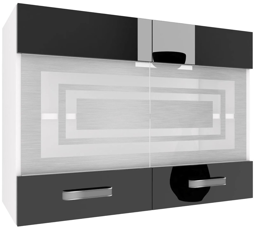 Kuchynská skrinka Belini horná 80 cm čierny lesk INF SGW80/2/WT/B/0/D