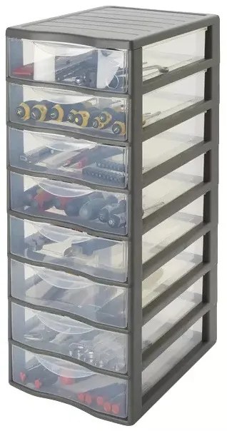 Úložný box s 8 zásuvkami, antracit, OFFICEMIX A4 8A