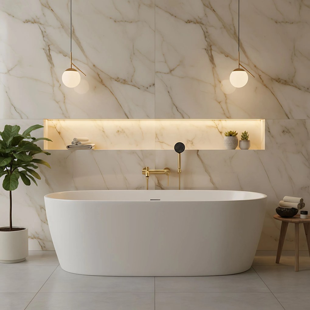 Rea Foster, vaňová batéria s ručnou sprchovou súpravou, zlatá matná, REA-B6445