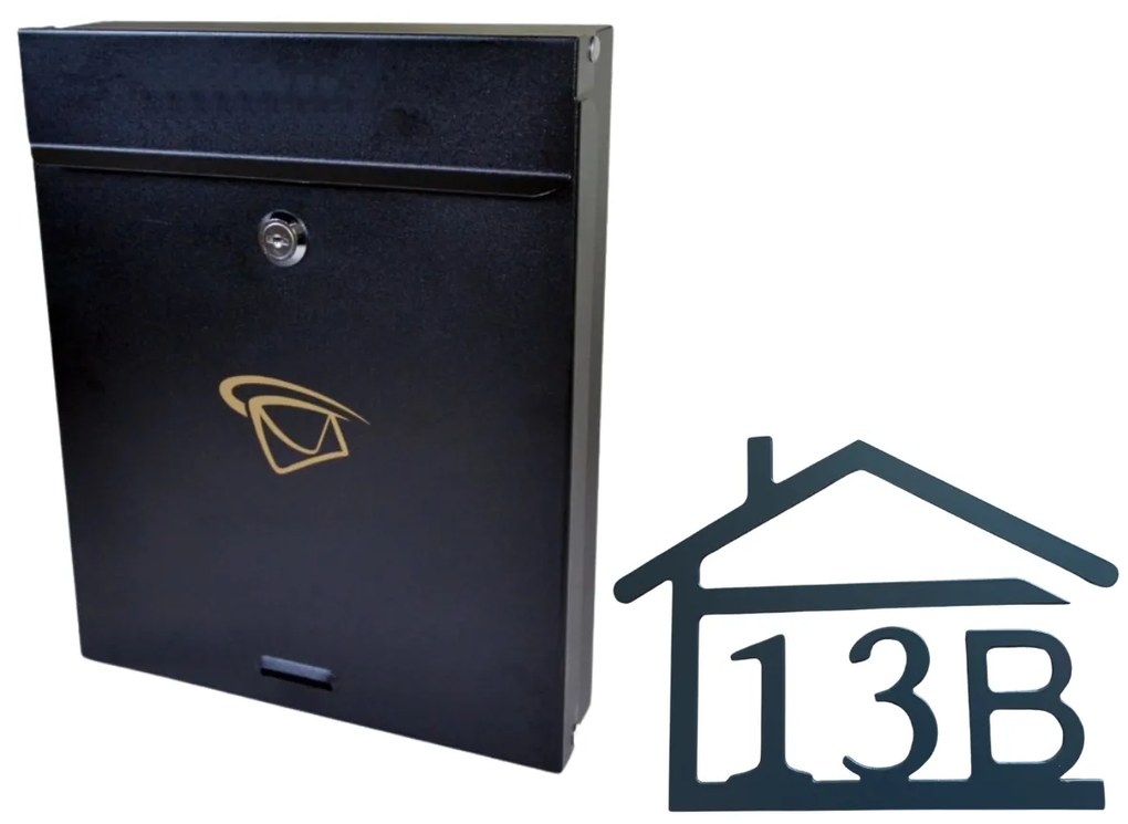 Poštová schránka + číslo domu 2 farba čierna Počet číslic: 4-6 číslic