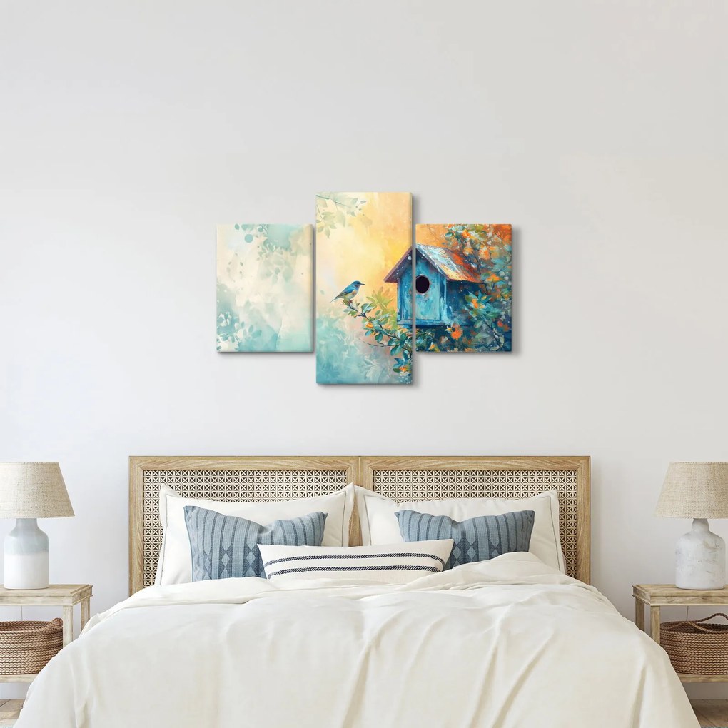 Obraz - Vtáčia búdka, akvarel (90x60 cm)