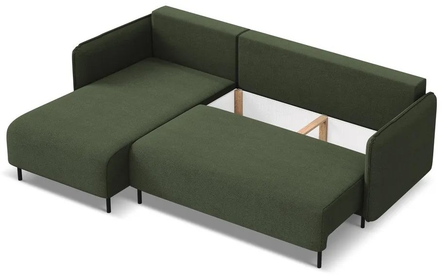 Zelená rozkladacia/s úložným priestorom rohová pohovka (ľavý roh) Luana – Makamii