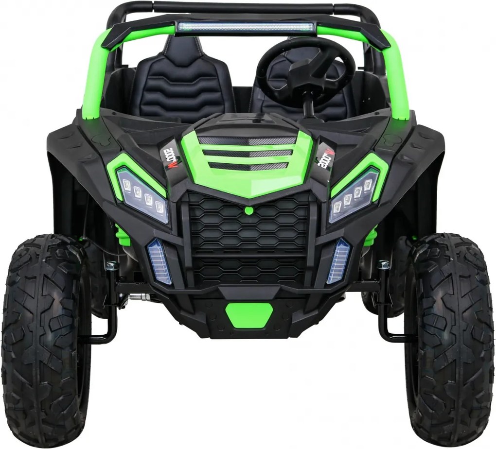 Ramiz Silná pretekárska štvorkolka pre 2 deti Zelená + Bezkartáčový motor + Nafukovacie kolesá + LED zvuk