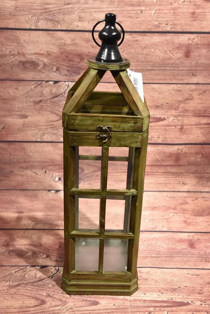 Drevený lampáš - zelený (57x16 cm) - vidiecky štýl