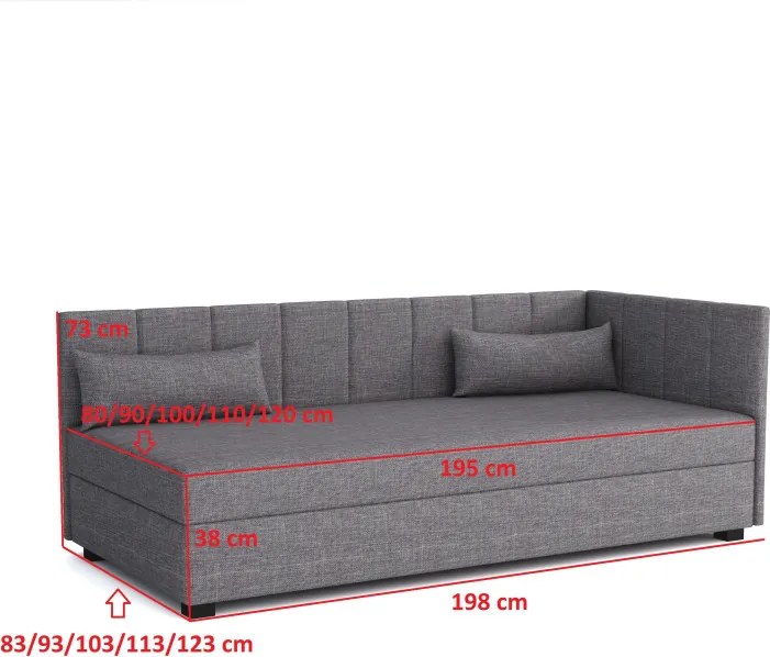 Jednolôžková posteľ 80x195 NAYLA PLUS 1 - púdrovo ružová / krémová