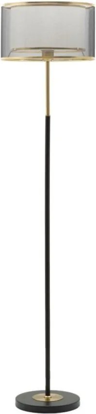 Čierna/v zlatej farbe stojacia lampa s textilným tienidlom (výška 153 cm) Levels – Mauro Ferretti