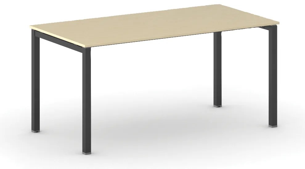 Rokovací kancelársky stôl PRIMO SQUARE, 160x80 cm, čierna podnož, breza