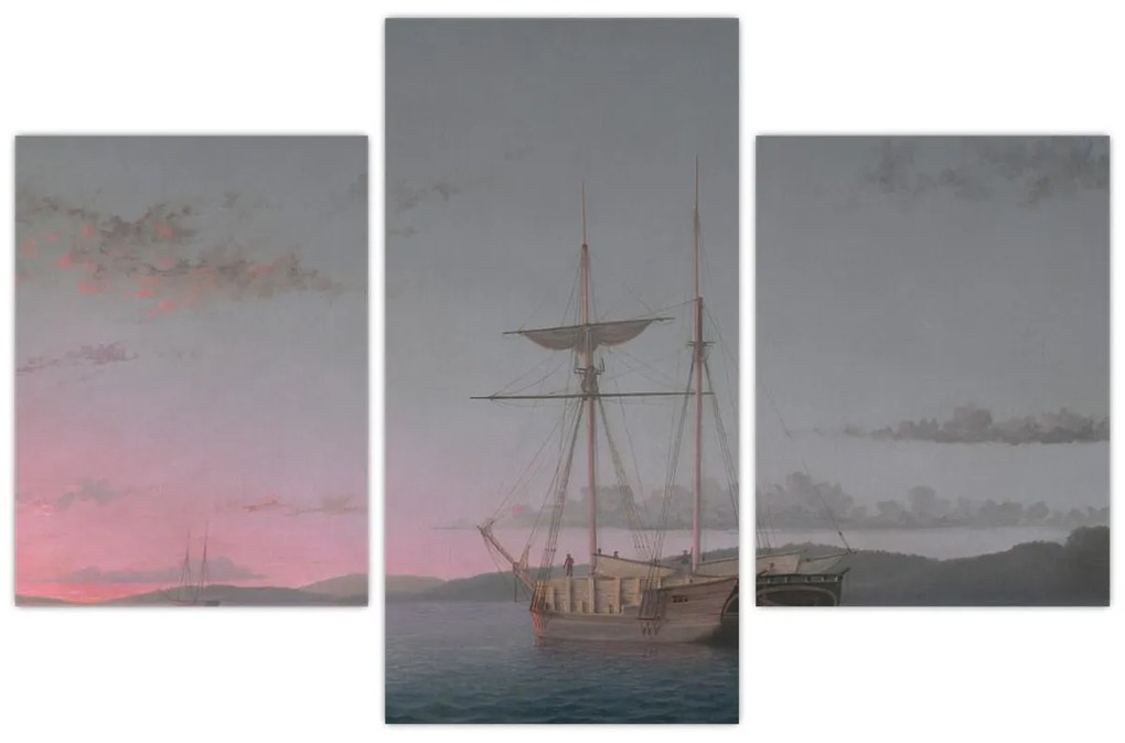 Obraz - Fitz Henry Lane, Lumber Schooners at Evening on Penobscot Bay, reprodukcia (90x60 cm)