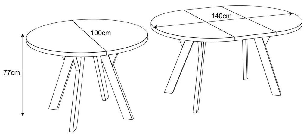 OKRÚHLY ROZKLADACÍ JEDÁLENSKÝ STÔL EWALD BIELY LESK 100/140 cm