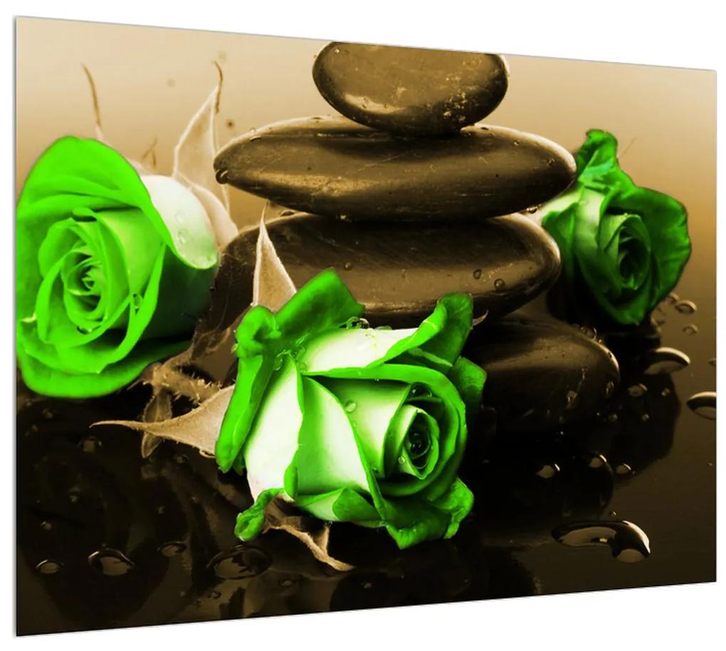 Obraz zelených ruží (70x50 cm)